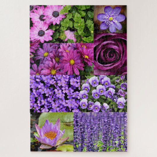 Paarse Bloemcollage Legpuzzel (Verticaal)