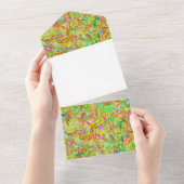 Paarse bloemdecoratie all in one uitnodiging (Afscheurbaar)