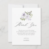 Paarse bloemdoop kruisdoop bedankkaart (Voorkant)