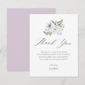 Paarse bloemdoop kruisdoop bedankkaart (Voorkant / Achterkant)
