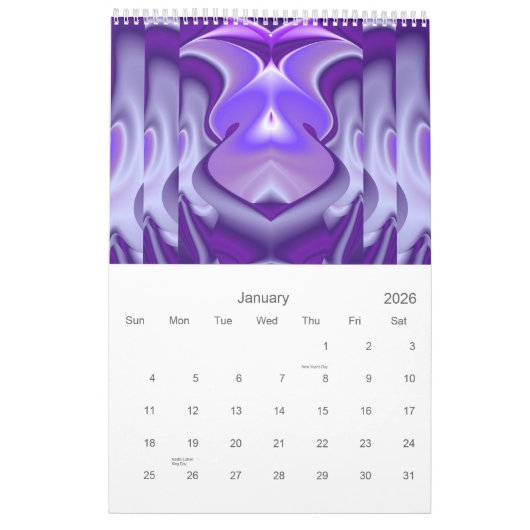 Paarse bloemdromen kalender (Jan 2026)