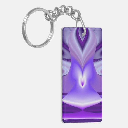 Paarse bloemdromen sleutelhanger (Voorkant Links)