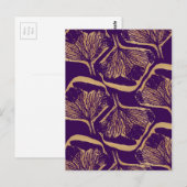 Paarse bloemdruk briefkaart (Voorkant / Achterkant)