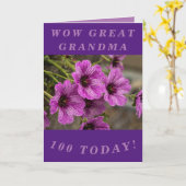 Paarse Bloemen 100ste Verjaardag Kaart Oma (Gele Bloem)