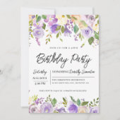 Paarse Bloemen 40e Verjaardagsfeestje Kaart (Voorkant)