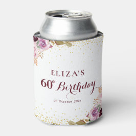 Paarse bloemen 60e verjaardagsfeestje blikjeskoeler