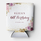 Paarse bloemen 60e verjaardagsfeestje blikjeskoeler (Voorkant)