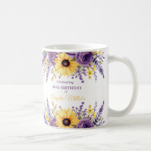 Paarse bloemen 60e verjaardagsfeestje koffiemok