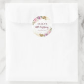 Paarse bloemen 60e verjaardagsfeestje ronde sticker (Tas)