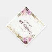 Paarse bloemen 60e verjaardagsfeestje servet (Hoek)