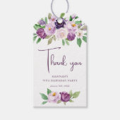 Paarse Bloemen 70ste Verjaardag Dank u wel Cadeaulabel (Voorkant)