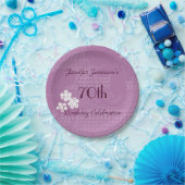 Paarse Bloemen, 70ste Verjaardagsfeestje, Naam Papieren Bordje (Feest)