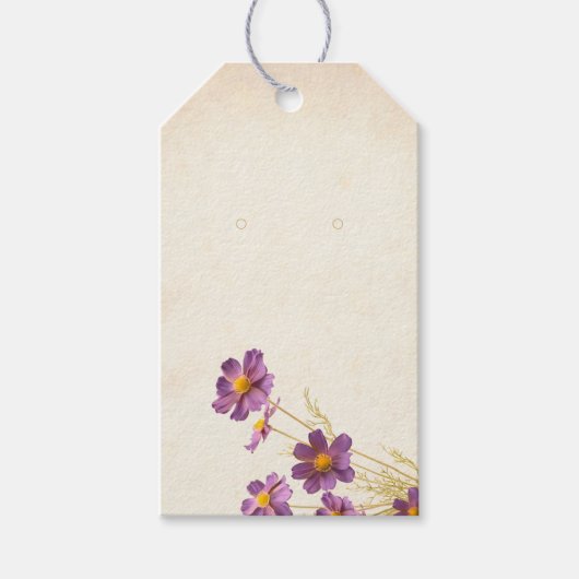 Paarse Bloemen Aangepaste Sieraden Display Hang La Cadeaulabel (Voorkant)