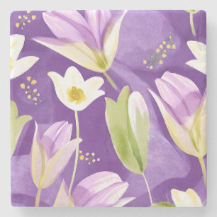 PAARSE BLOEMEN ABSTRACT MODERN DESIGN STENEN ONDERZETTER