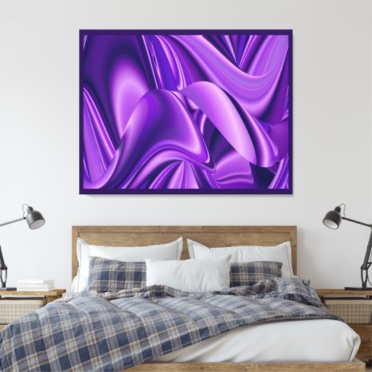 Paarse bloemen, Abstracte Fantastische regenboogku Canvas Afdruk (Insitu (Slaapkamer))
