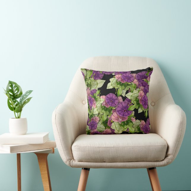 Paarse bloemen achtergrond kussen (Stoel)