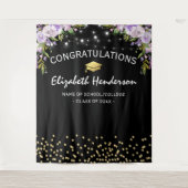 Paarse bloemen achtergrond voor eindexamen foto wandkleed (Voorkant)