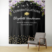 Paarse bloemen achtergrond voor eindexamenfoto's wandkleed (In situ)