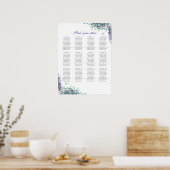 paarse bloemen, afdrukken op de Zitkaart. Blauwgro Poster (Keuken)