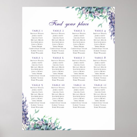 paarse bloemen, afdrukken op de Zitkaart. Blauwgro Poster (Voorkant)