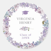 Paarse Bloemen Afstuderen Sticker (Voorkant)