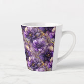 Paarse Bloemen Alcoholinkt Keramische Latte Mok (Rechts)
