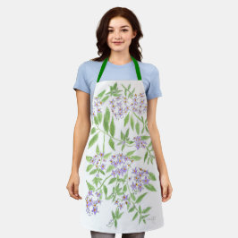 Paarse bloemen All-Over Print Schort