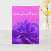 Paarse bloemen alsjeblieft snel beter worden kaart (Gele Bloem)