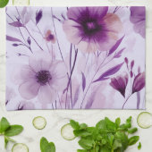 Paarse Bloemen Aquarel Bloesems Elegant  Theedoek (Gevouwen)