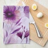 Paarse Bloemen Aquarel Bloesems Elegant  Theedoek (Quarter Fold)