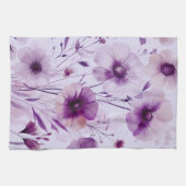 Paarse Bloemen Aquarel Bloesems Elegant  Theedoek (Horizontaal)