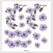 Paarse Bloemen Aquarel Schilderij Sticker (Vel)