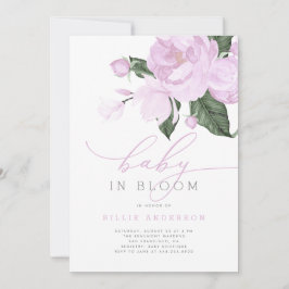 Paarse Bloemen Baby in Bloom Shower Girl Invitatio Kaart