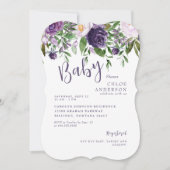 Paarse Bloemen Baby Meisje Douche Bracket Kaart (Voorkant)