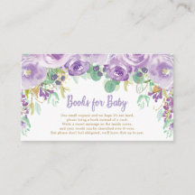 Paarse Bloemen Baby shower Breng een Boek