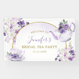 Paarse Bloemen Baby shower Tea Party Grote Banner