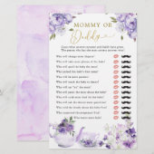 Paarse Bloemen Baby shower Tea Party Mama of Papa (Voorkant / Achterkant)