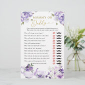 Paarse Bloemen Baby shower Tea Party Mama of Papa (Staand voorkant)