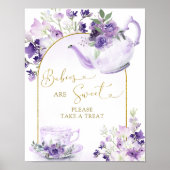 Paarse Bloemen Baby shower Thee Baby's zijn Zoet Poster (Voorkant)