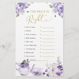 Paarse Bloemen Baby shower Thee De prijs is goed