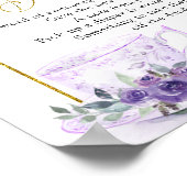 Paarse Bloemen Baby shower Thee Late Night Luier Poster (Hoek)