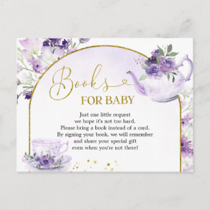Paarse Bloemen Baby shower Theeboeken voor Baby Uitnodiging Briefkaart