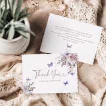 Paarse Bloemen Baby showers Vlinder Dank je kaart