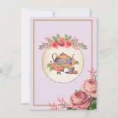 Paarse Bloemen  Baby Tea Party Theepot Uitnodigen Kaart (Achterkant)