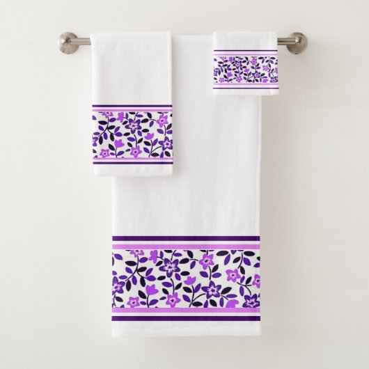 Paarse bloemen bad handdoek (Insitu)