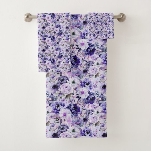 Paarse Bloemen Badhanddoeken Bad Handdoek (Insitu)