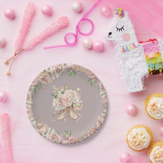 Paarse Bloemen Ballet Danser Verjaardag Papieren Bordje (Feest)