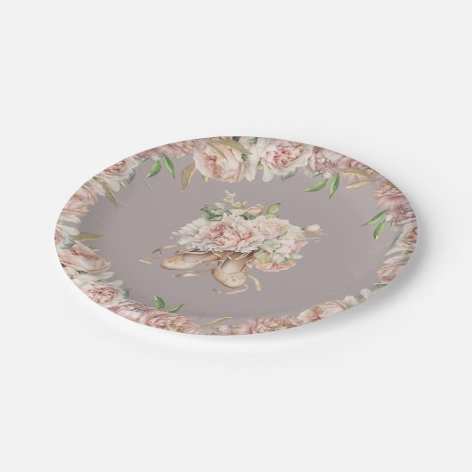 Paarse Bloemen Ballet Danser Verjaardag Papieren Bordje (Gekanteld)