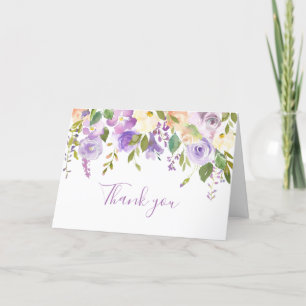 Paarse bloemen bedankkaart
