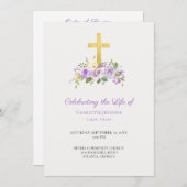 Paarse Bloemen Begrafenis Gedenkteken Orde van Ser Programmakaart (Voorkant / Achterkant)